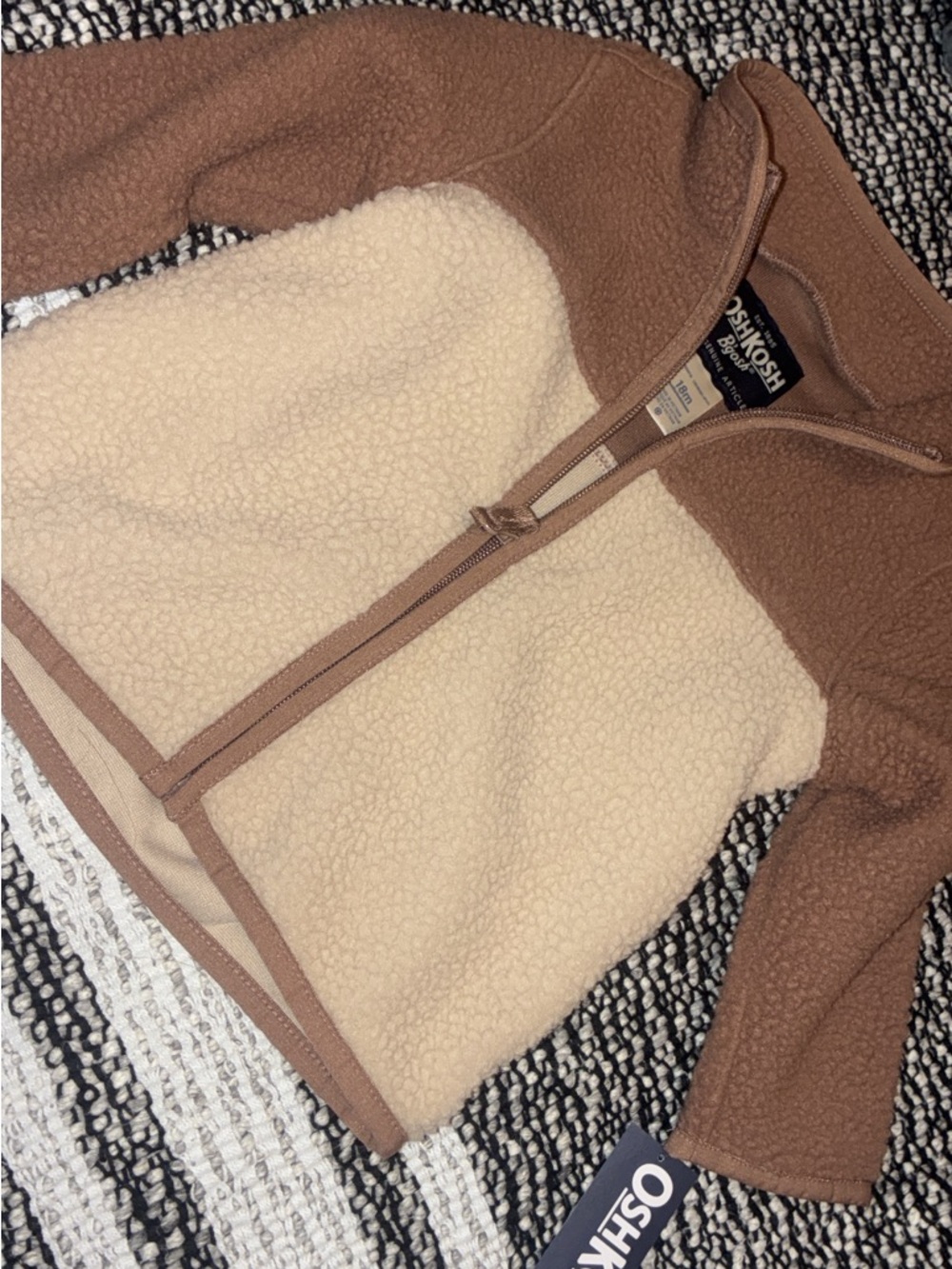 OshKosh B'gosh Two-Tone Brown and Cream Sherpa Puffer Jacket